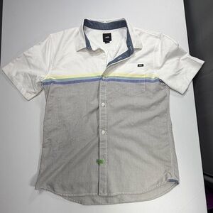Vans White Gray Stripe Button Up Shirt Mens XL Skater Streetwear